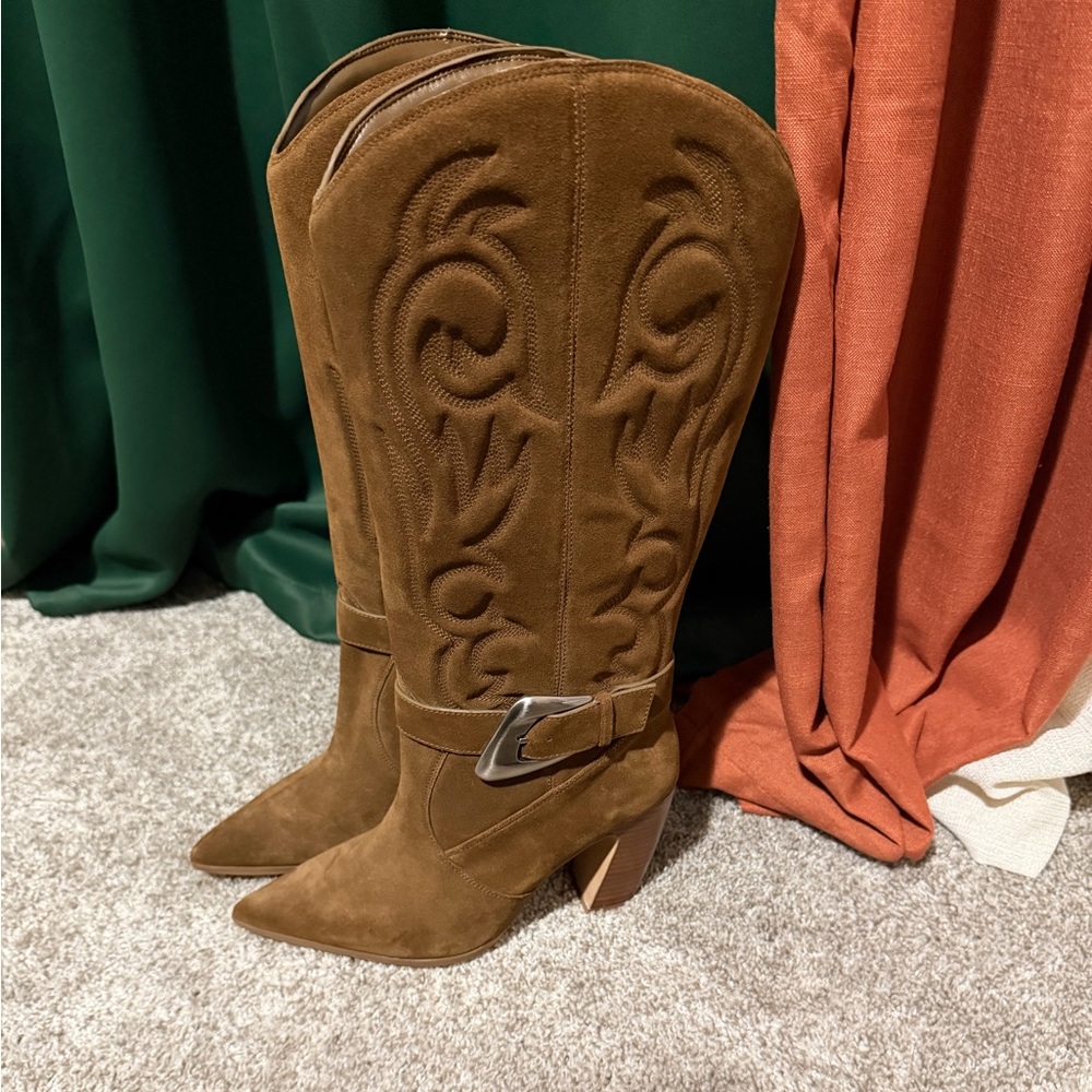 Vince Camuto Tan Suede Heeled Boots